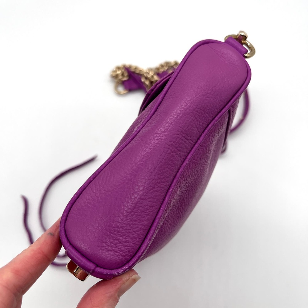 REBECCA MINKOFF Mini MAC Crossbody Bag Womens Purple Leather Chain Strap - Picture 9 of 16